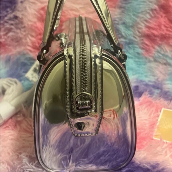 Michael Kors Metallic Silver Mini Satchel Crossbody Bag NWT w/ Strap - Picture 5 of 8